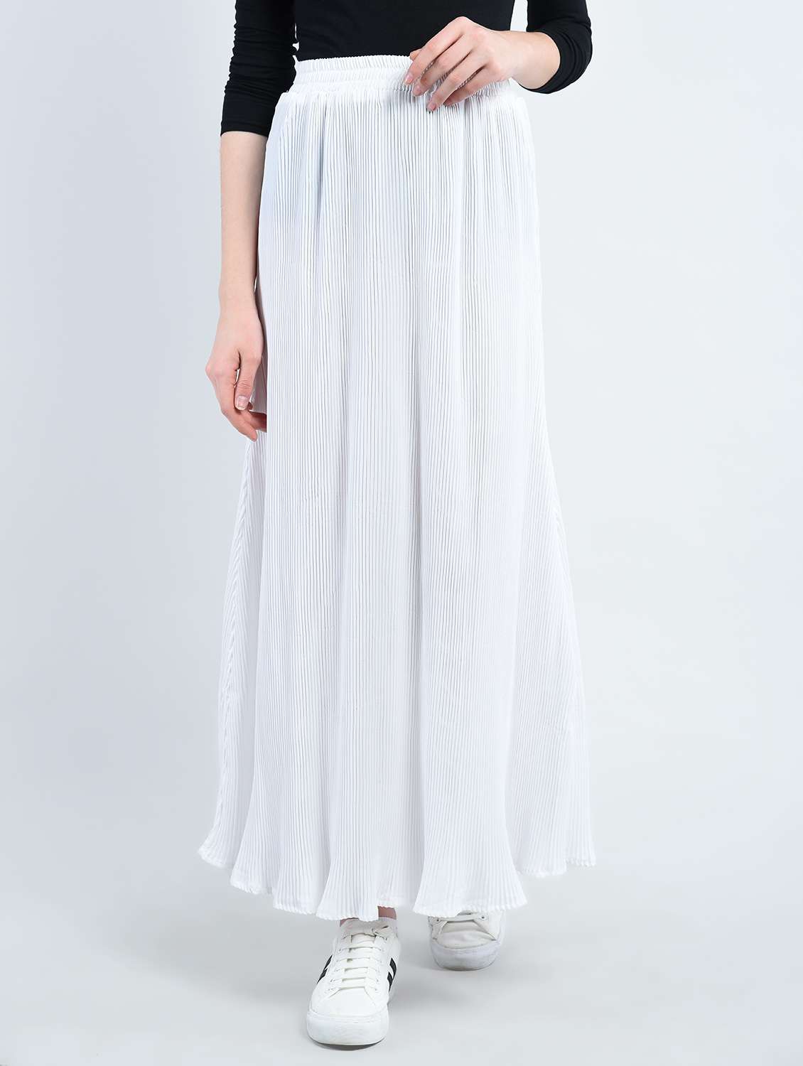 accordion pleated maxi skirt