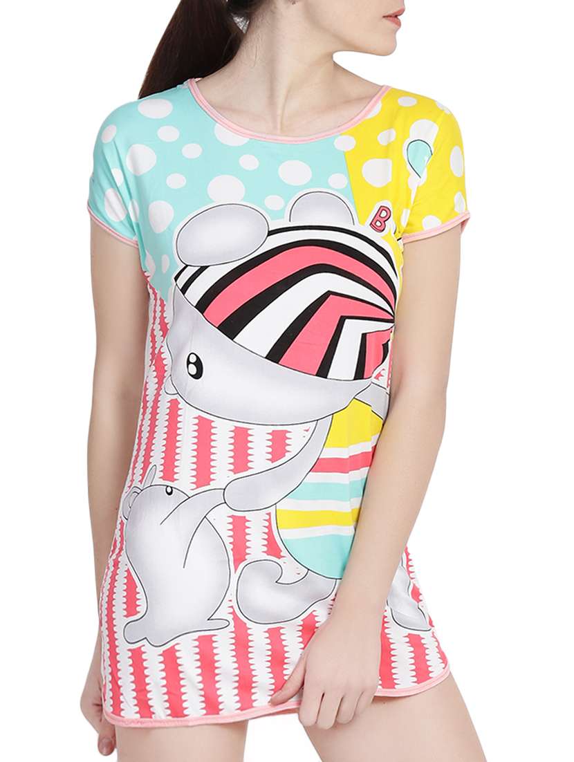 multi colored cotton printed sleepshirt - 14946798 -  Standard Image - 1