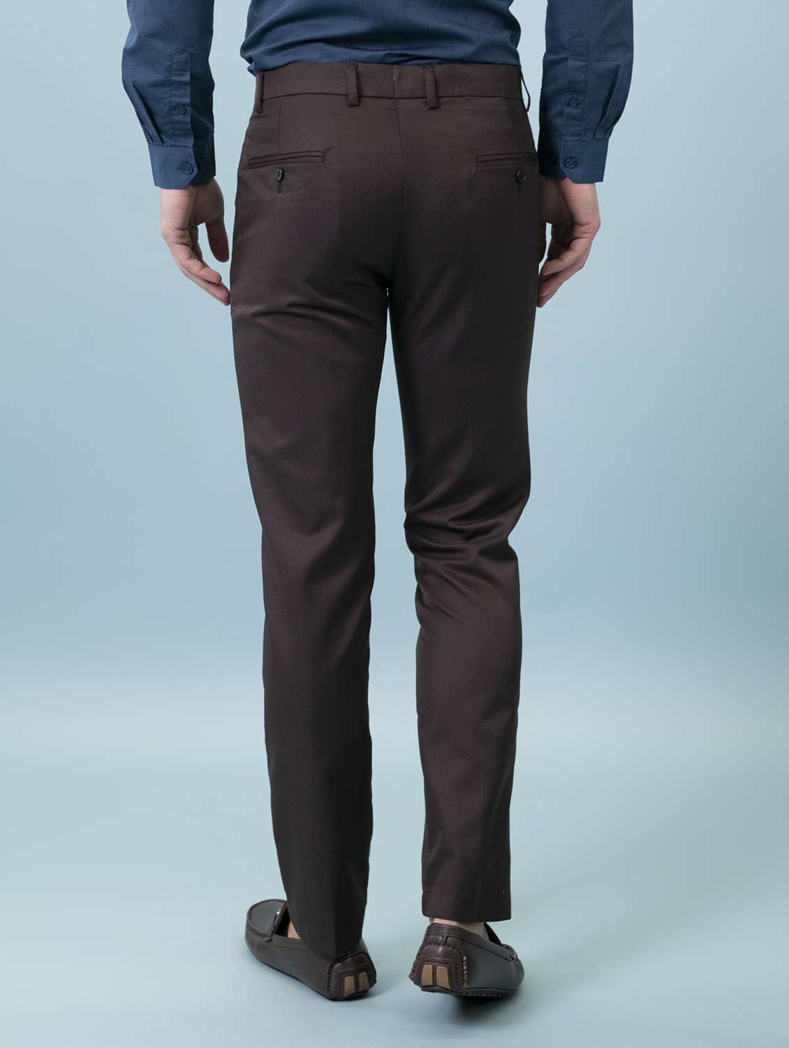 Maroon Solid Flat Front Formal Trouser