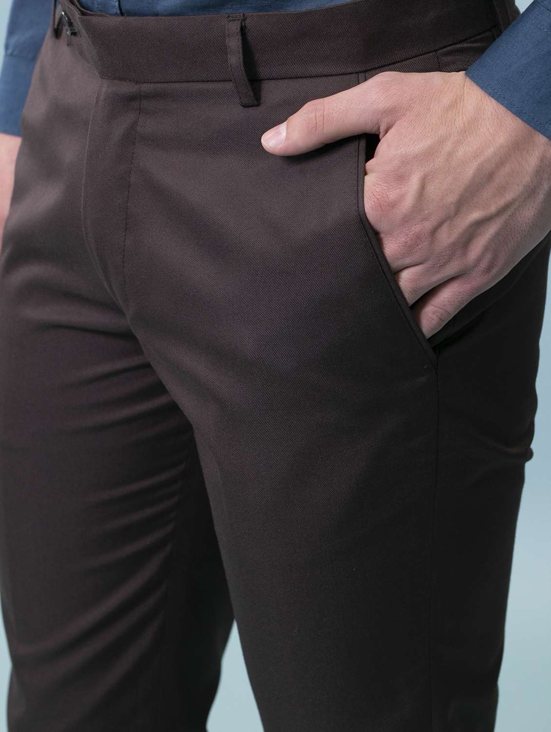 Maroon Solid Flat Front Formal Trouser