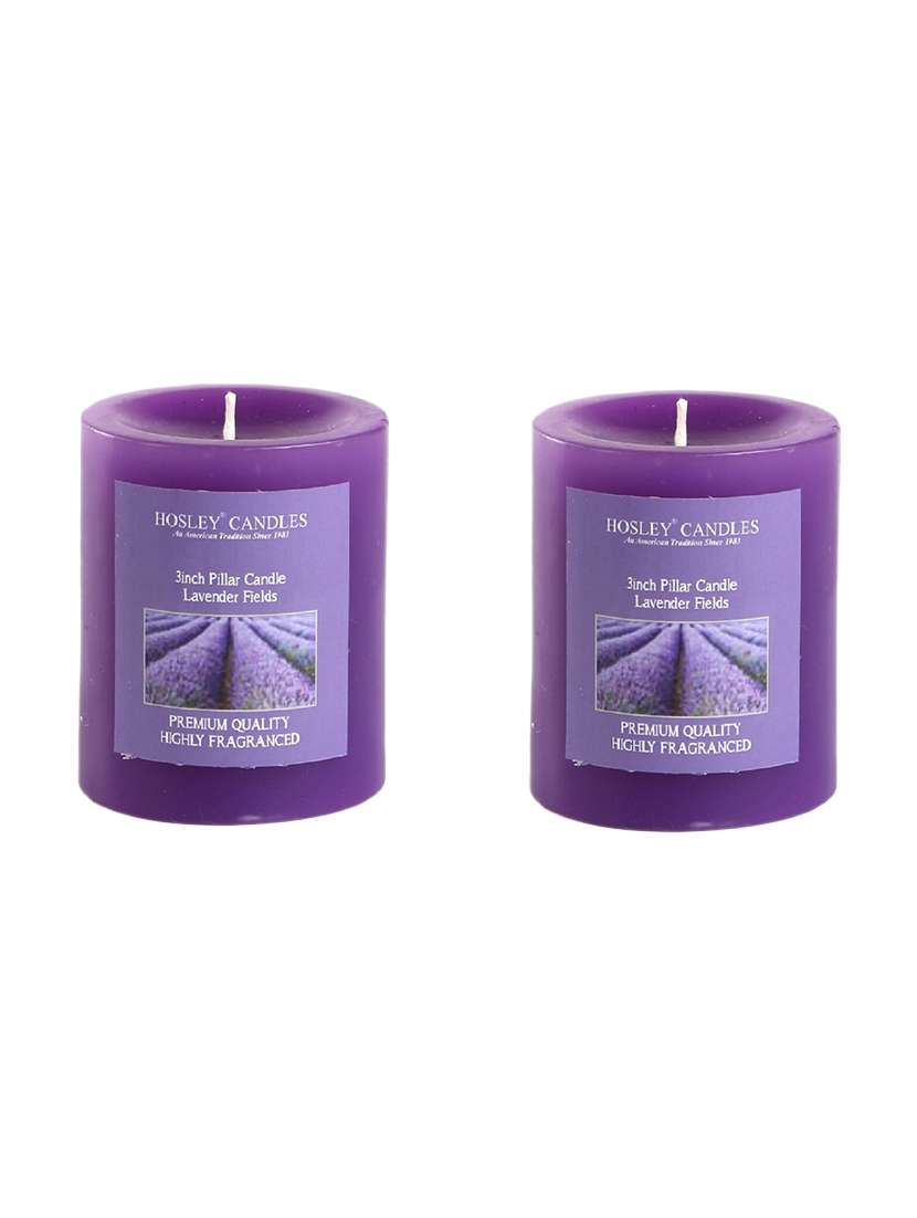 set of 2 lavender fields 3 inch pillar candles