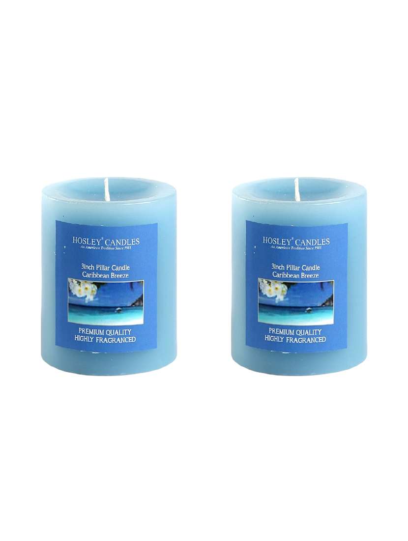 set of 2 caribbean breeze 3 inch pillar candles