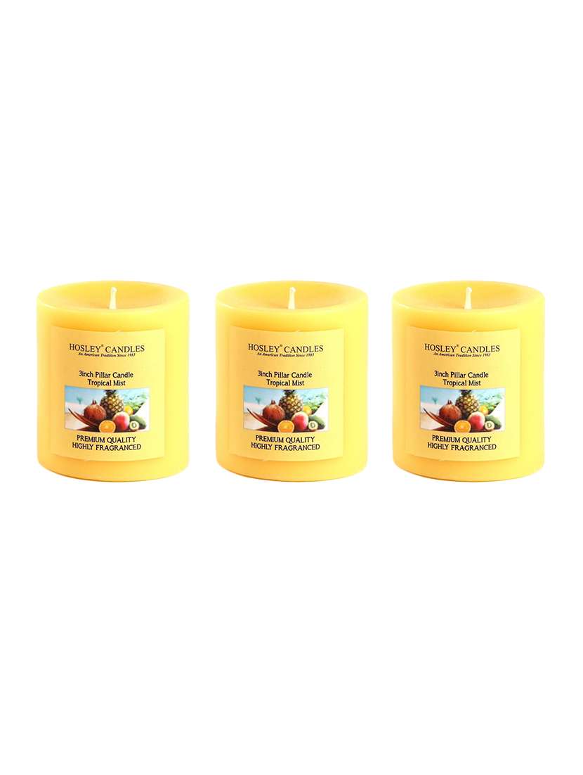 set of 3 tropical mist 3 inch pillar candles