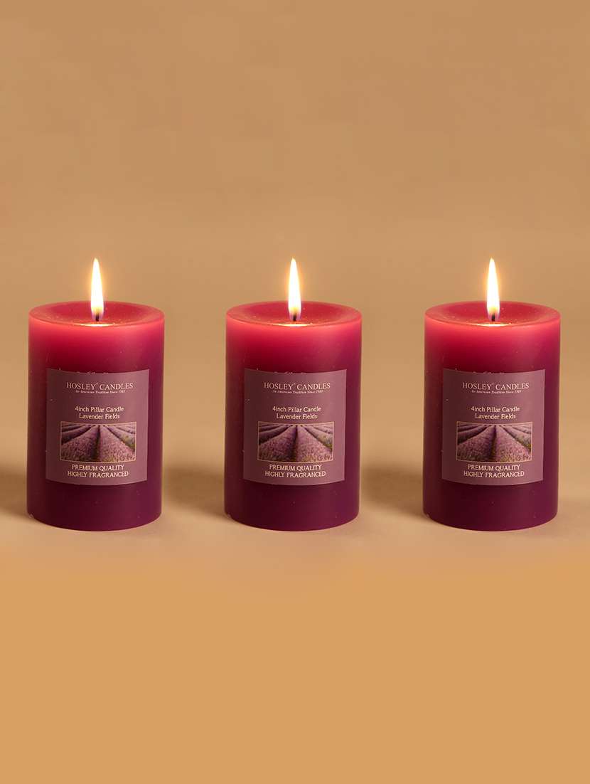 set of 3 lavender fields 4 inch pillar candles