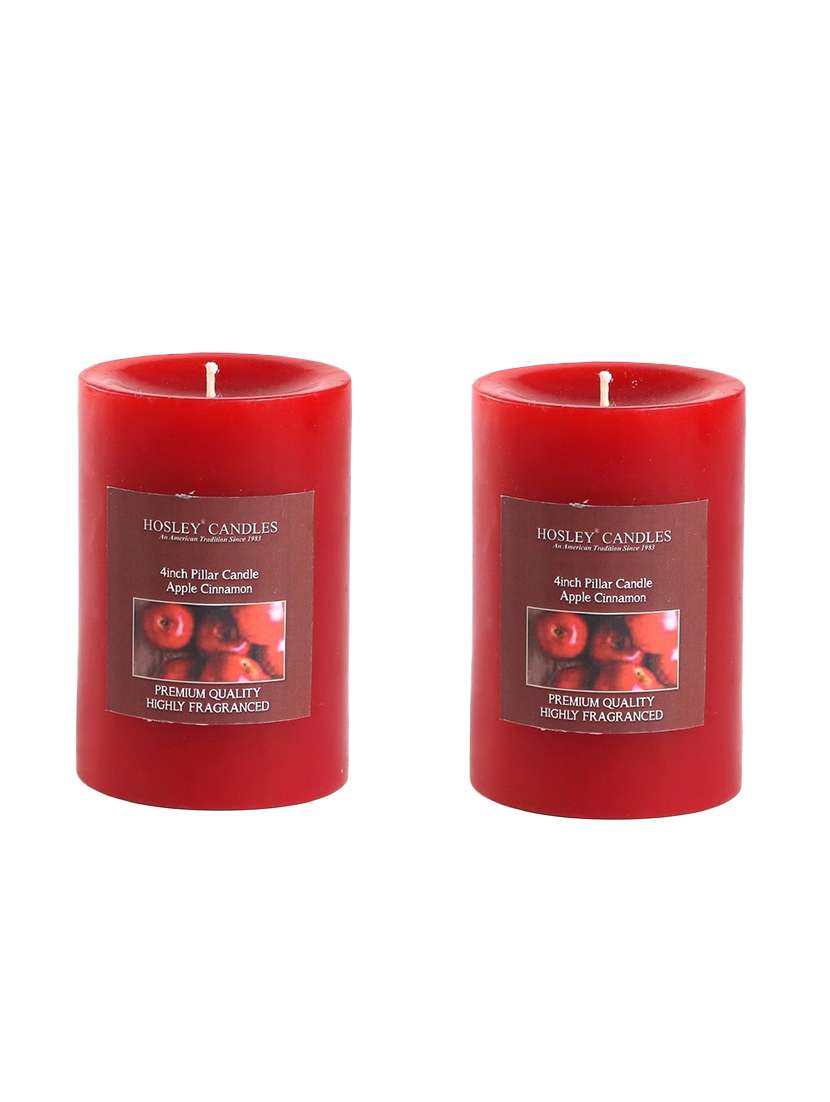 set of 2 apple cinnamon 4 inch pillar candles