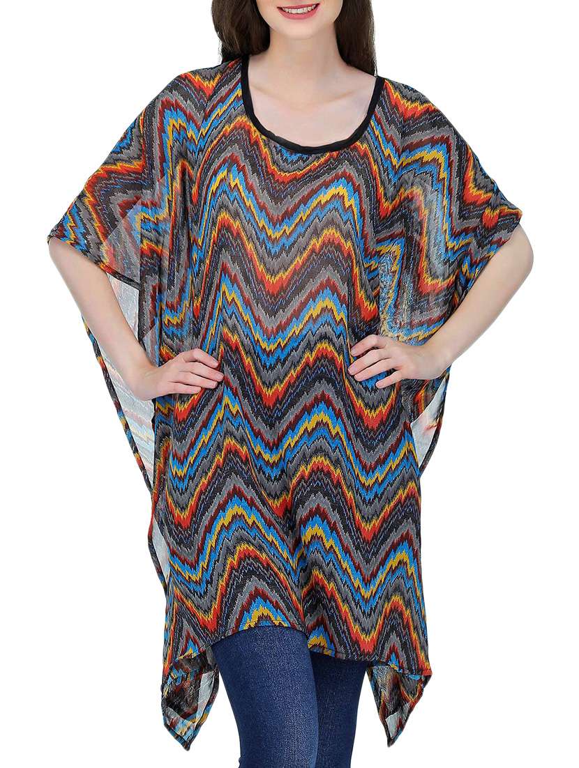 multi colored printed georgette kaftan