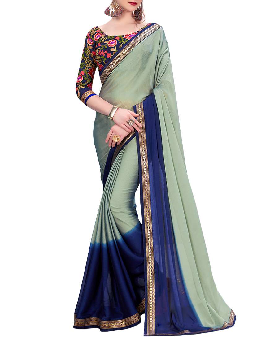 grey silk blend ombre saree with blouse