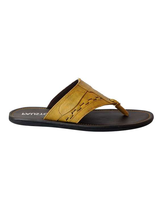 Yellow Leatherette Toe Separator Slipper