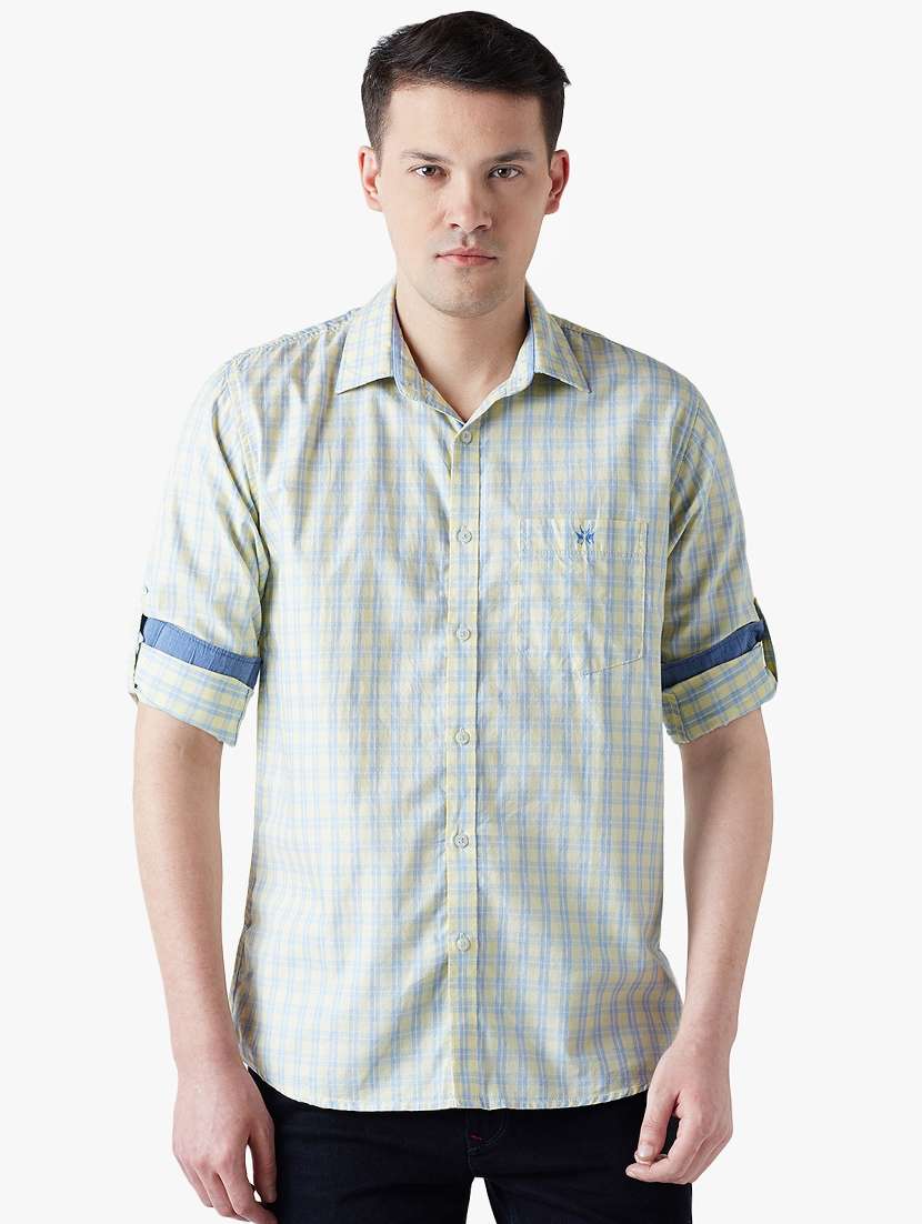 yellow cotton casual shirt