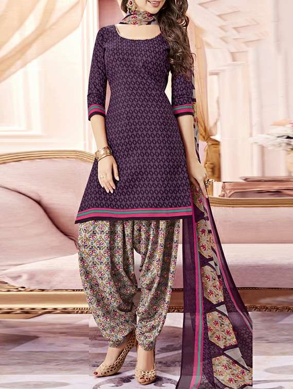 purple cotton unstitched suit