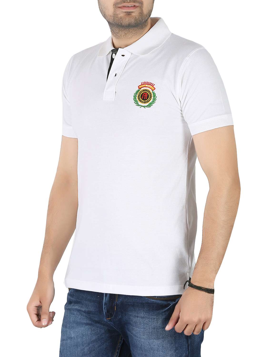 white solid polo t-shirt - 14959692 -  Standard Image - 1