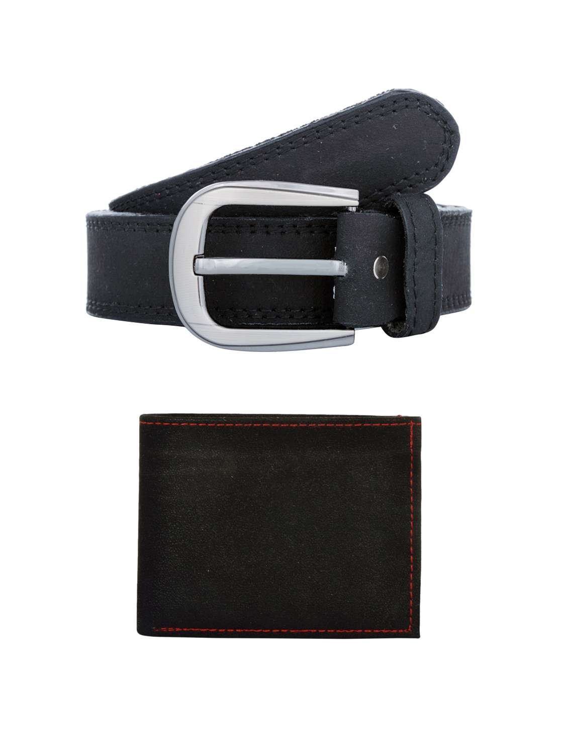 black leather belt with wallet