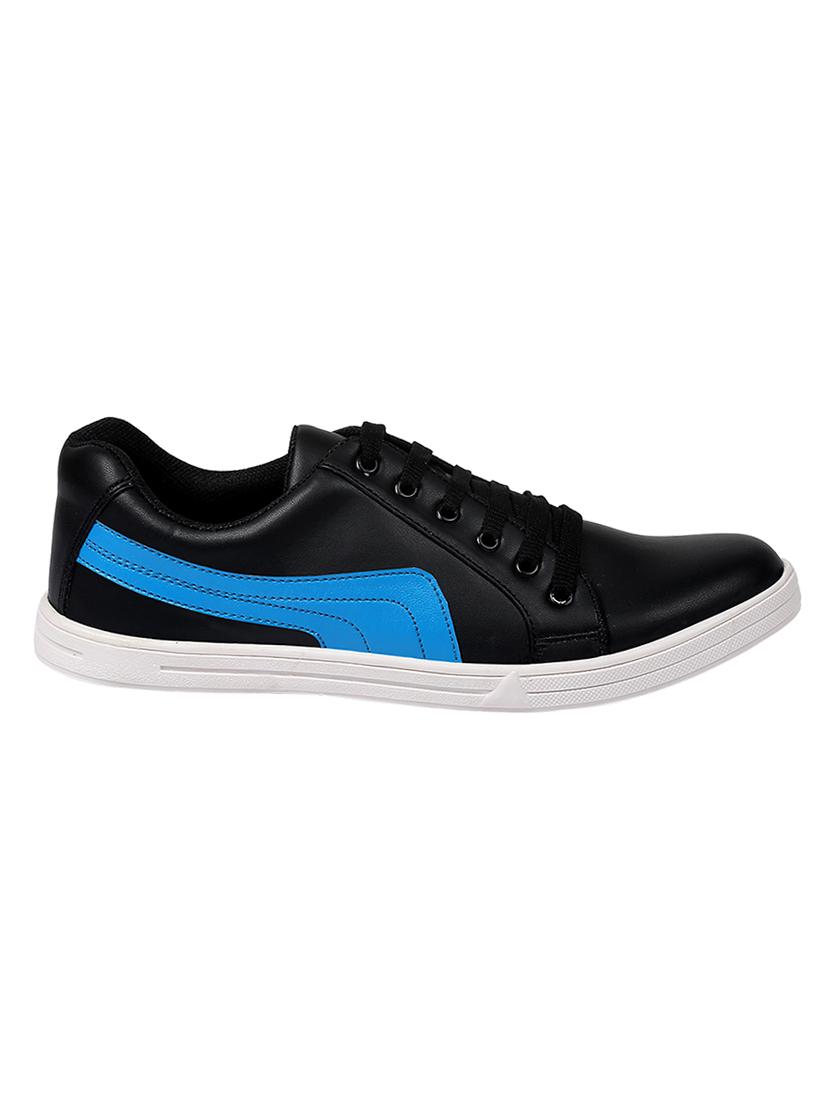 black leatherette lace up sneaker - 14960024 - Standard Image - 1