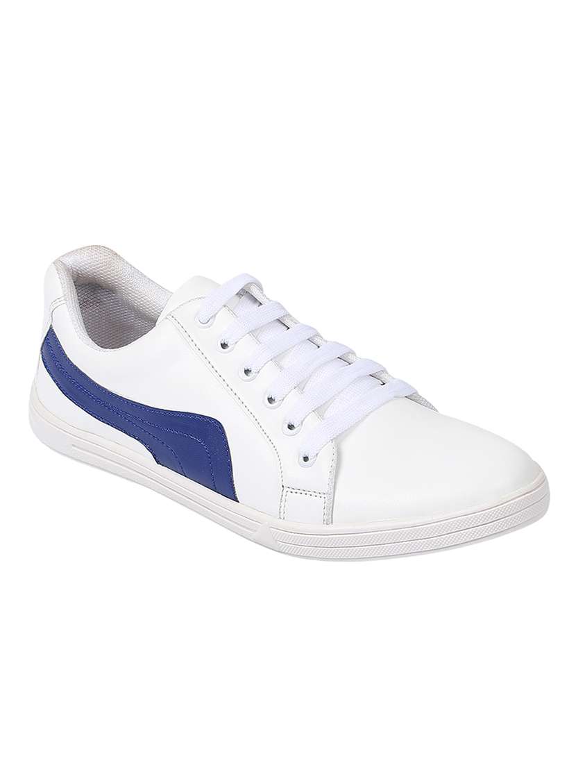 white leatherette lace up sneaker