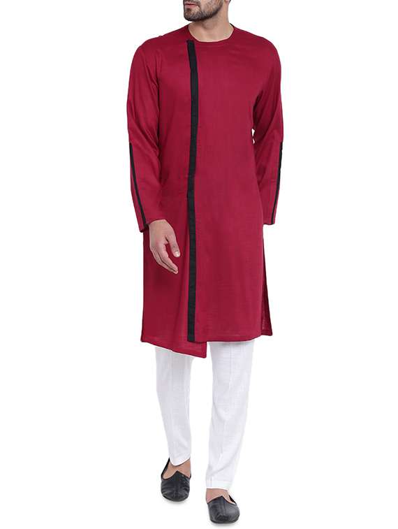 red solid long kurta