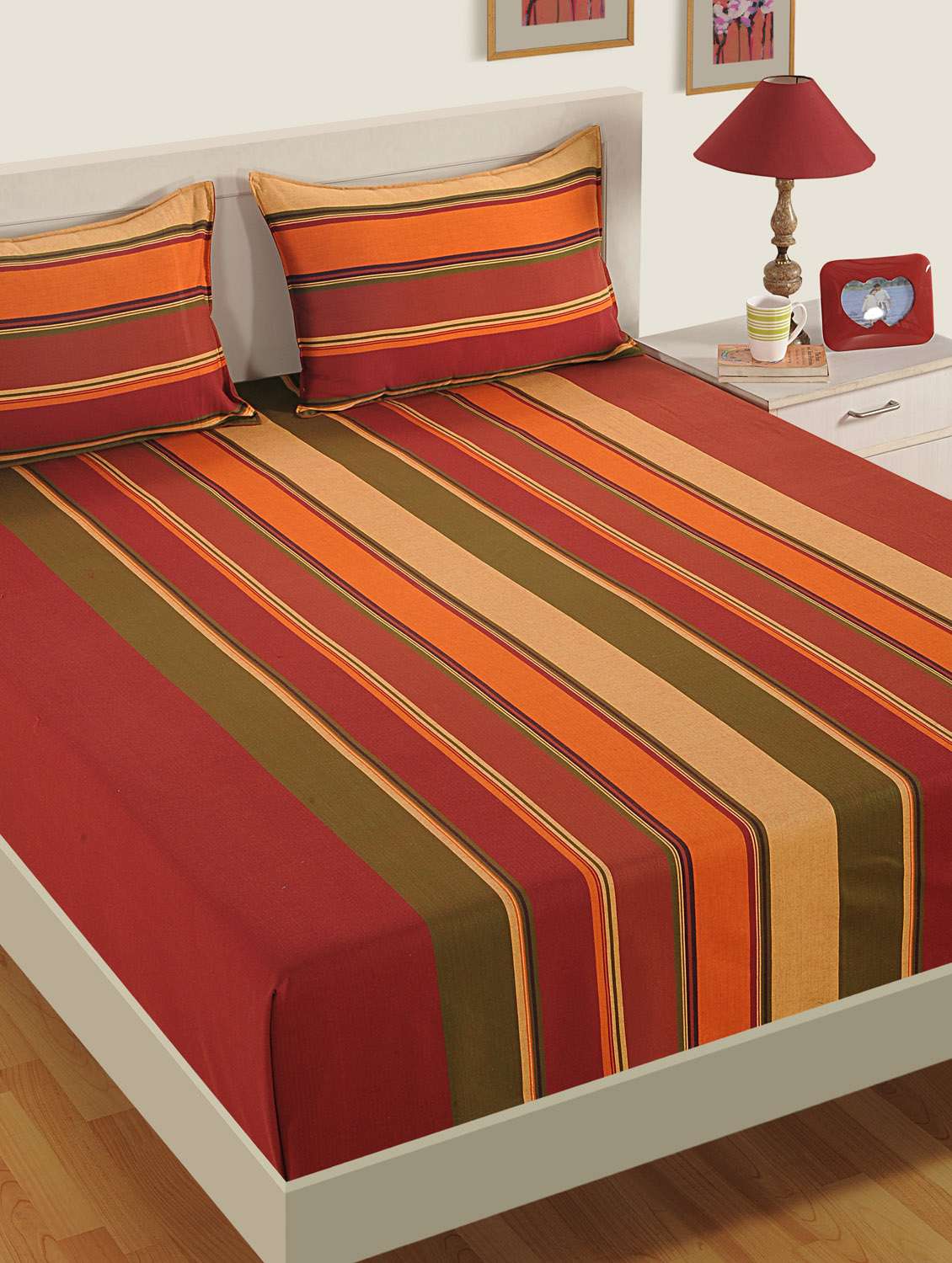 stripes single bed sheet with 1 pillow cover