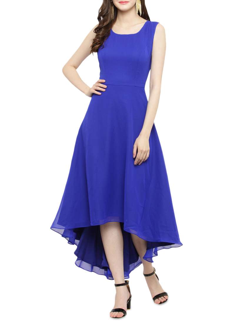 round neck asymmetric dress