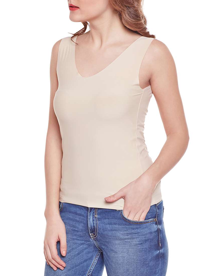solid beige cotton camisole - 14966827 -  Standard Image - 1