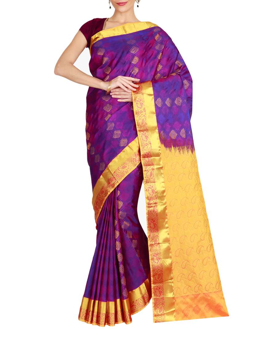 the chennai silks purple kanjivaram saree with blouse