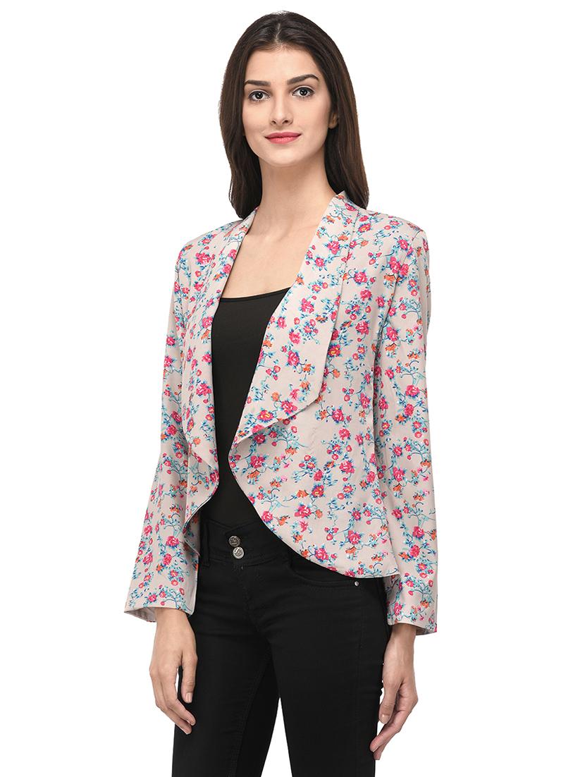 grey floral crepe shrug - 14969597 - Standard Image - 1