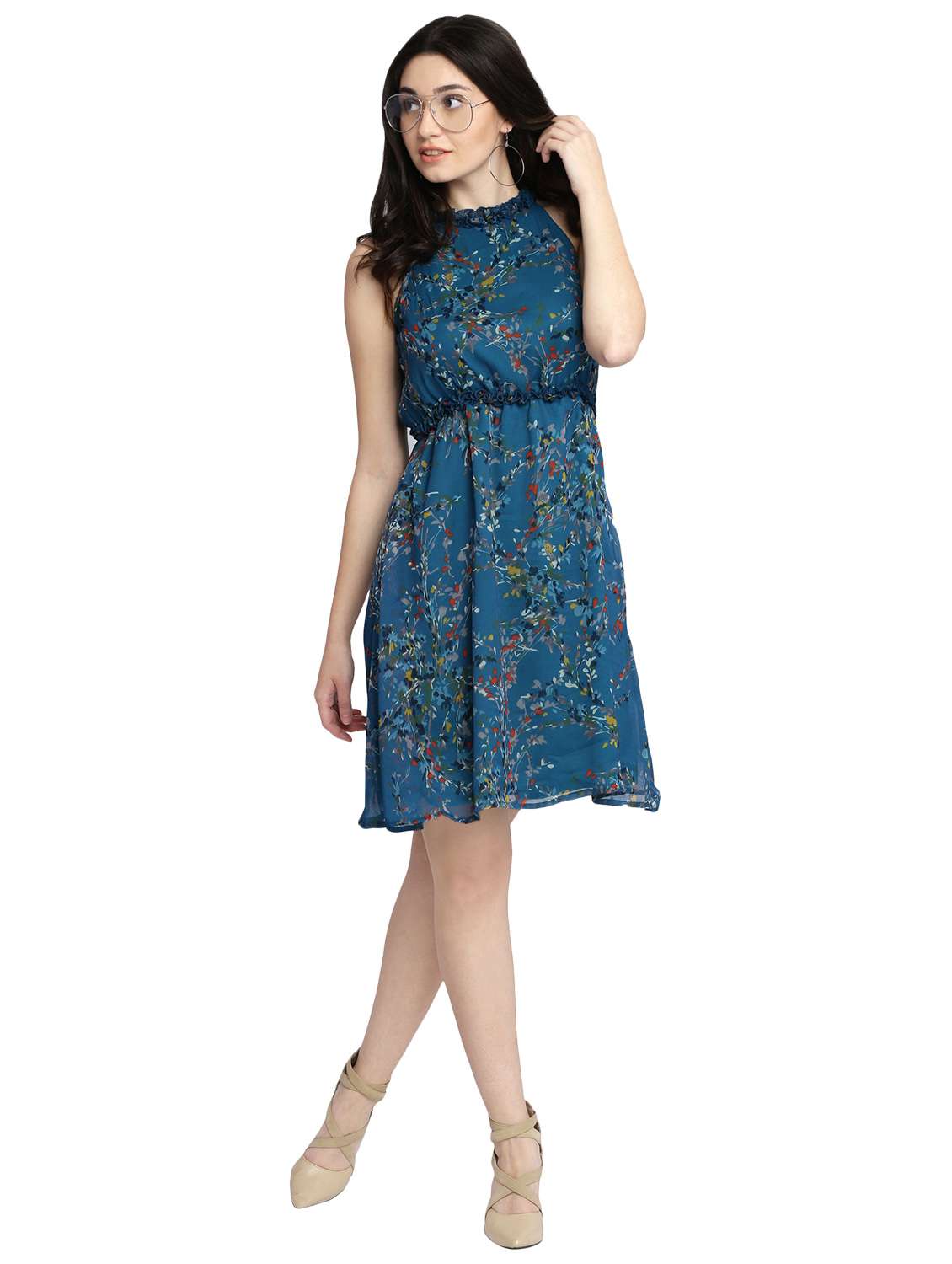 frill detail flared dress