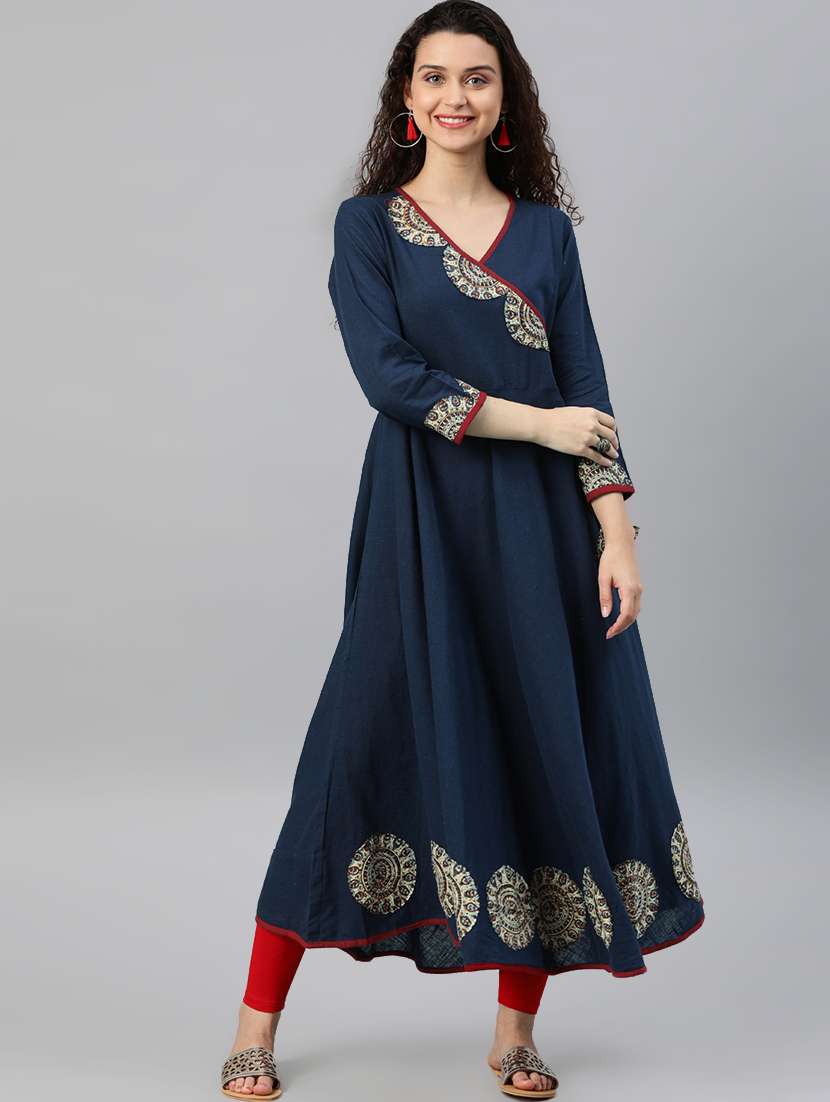 blue cotton angrkaha kurta