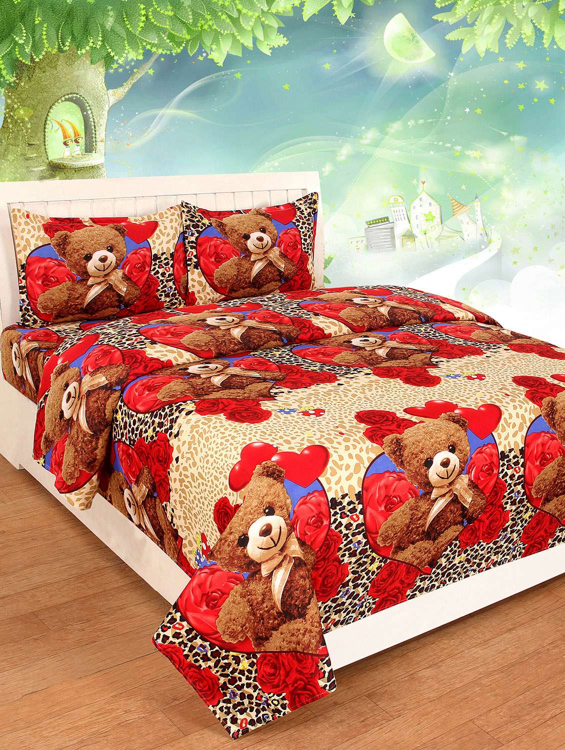cotton double bedsheet with 2 pillow covers