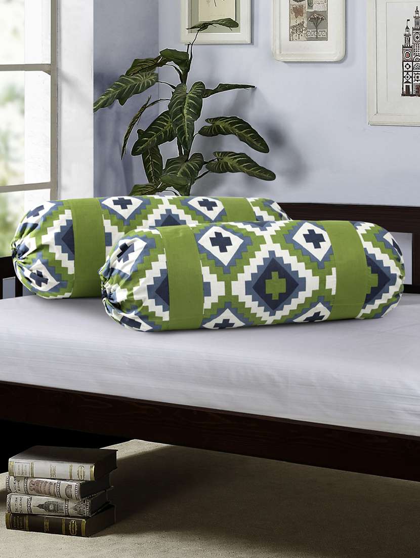 geometric print bolster cover set of 2