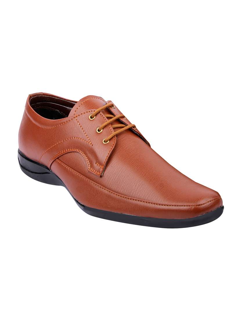 tan leatherette lace-up derby