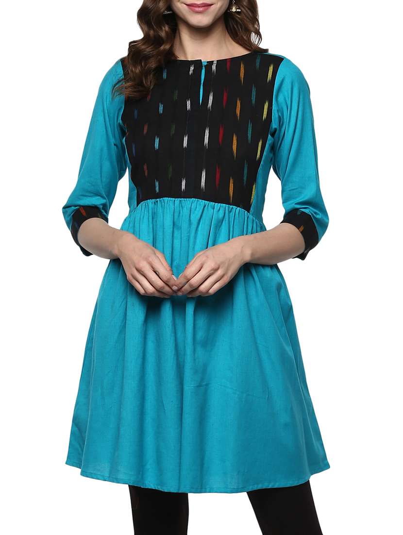 blue cotton flared kurta