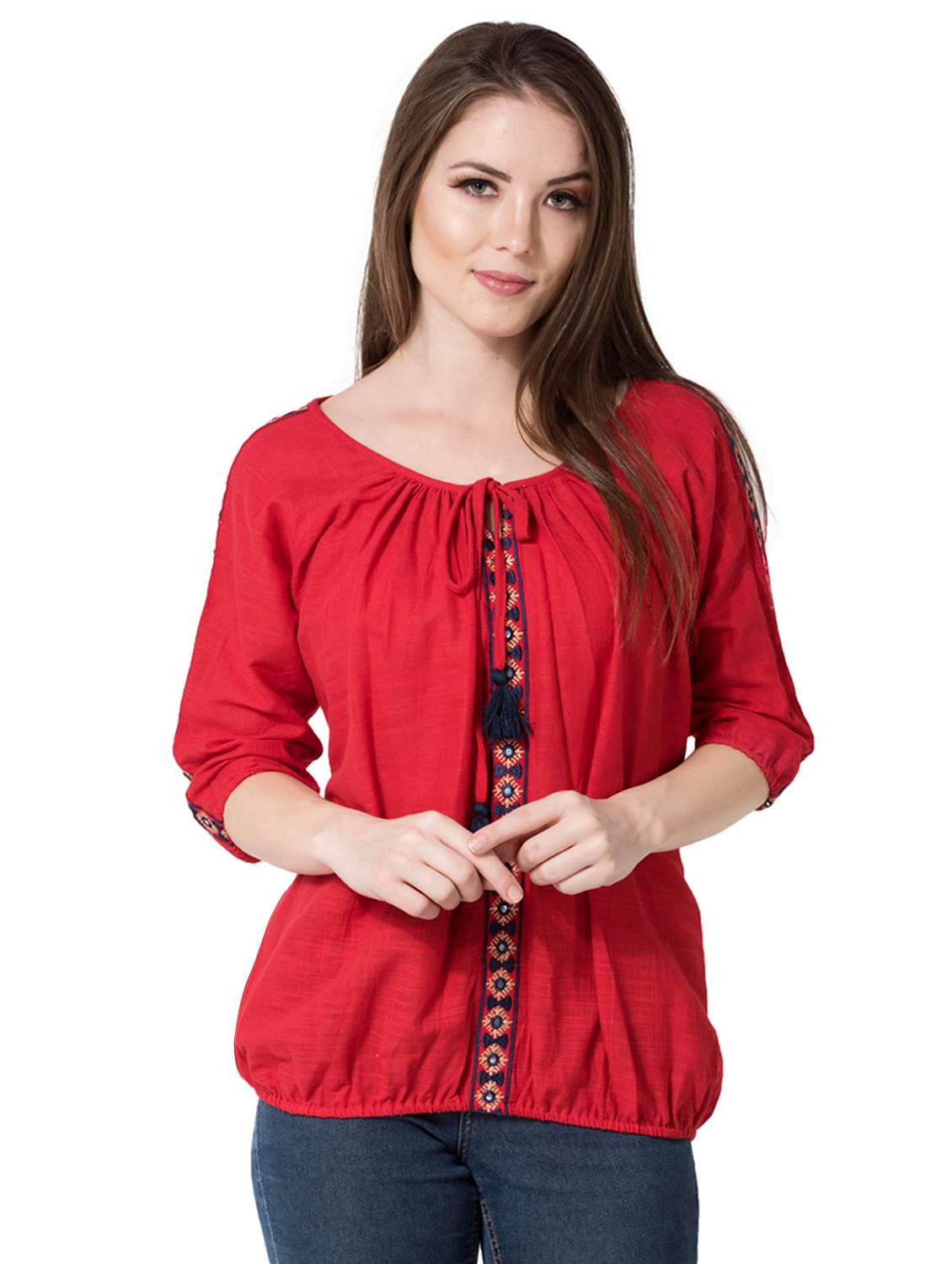 women's straight tie-up neck top