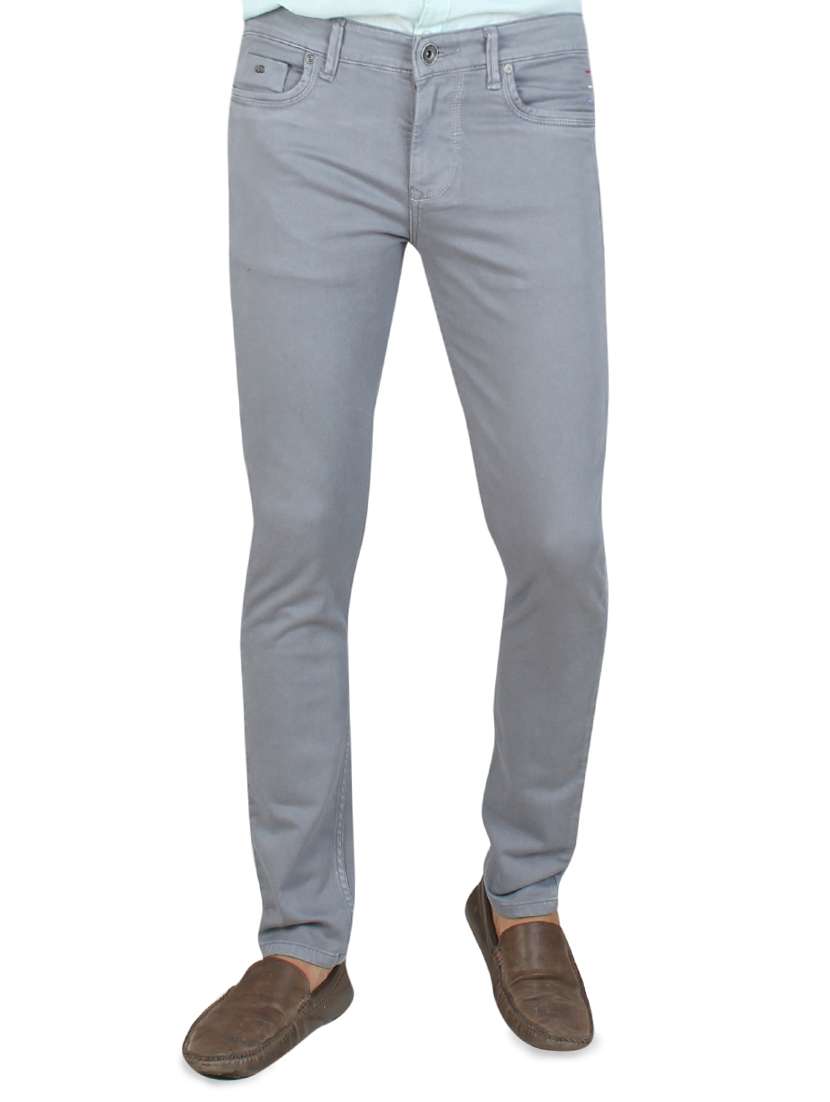 grey cotton plain jeans