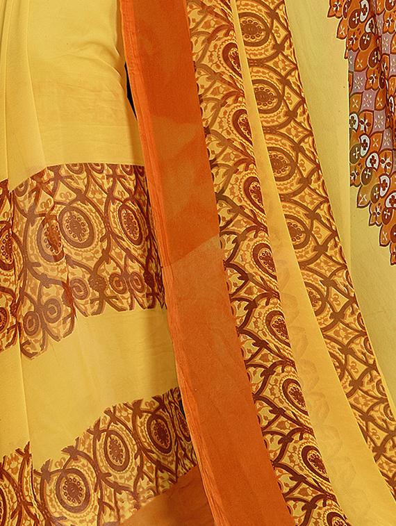 orange georgette printed saree - 14986462 - Standard Image - 1