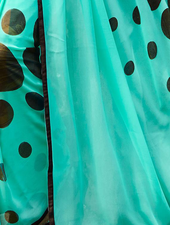 turquoise georgette printed saree with blouse - 14986469 -  Standard Image - 1