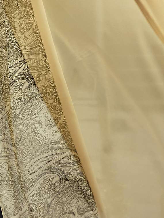 beige  printed saree with blouse - 14986470 -  Standard Image - 1