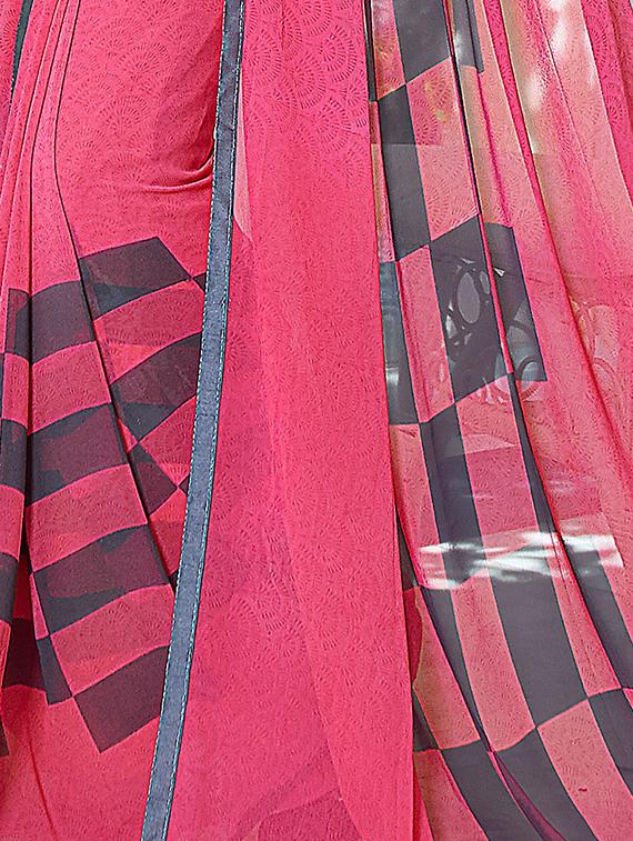 peach georgette printed saree - 14986475 -  Standard Image - 1