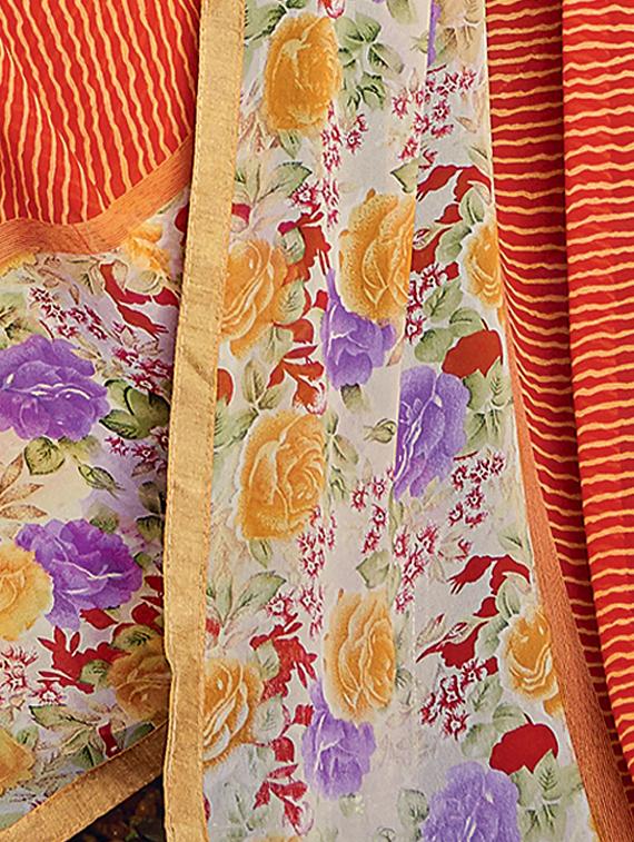 orange georgette printed saree - 14986476 - Standard Image - 1
