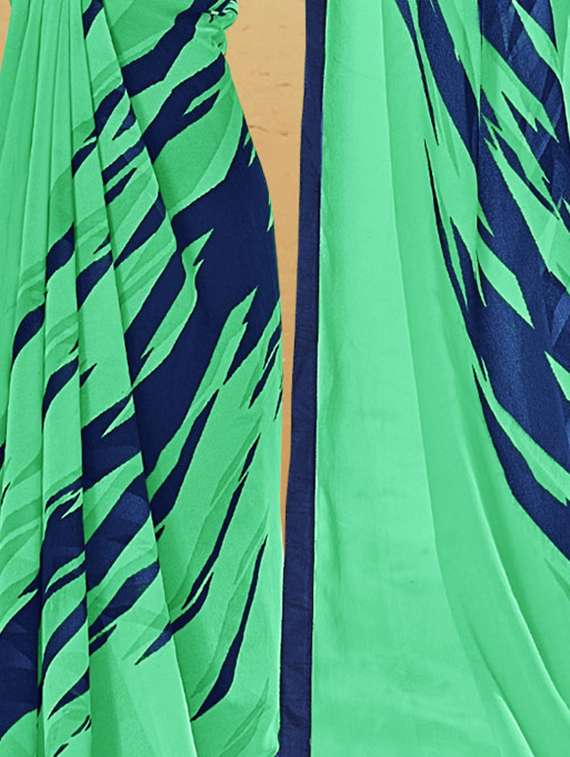 green georgette printed saree - 14986521 - Standard Image - 1