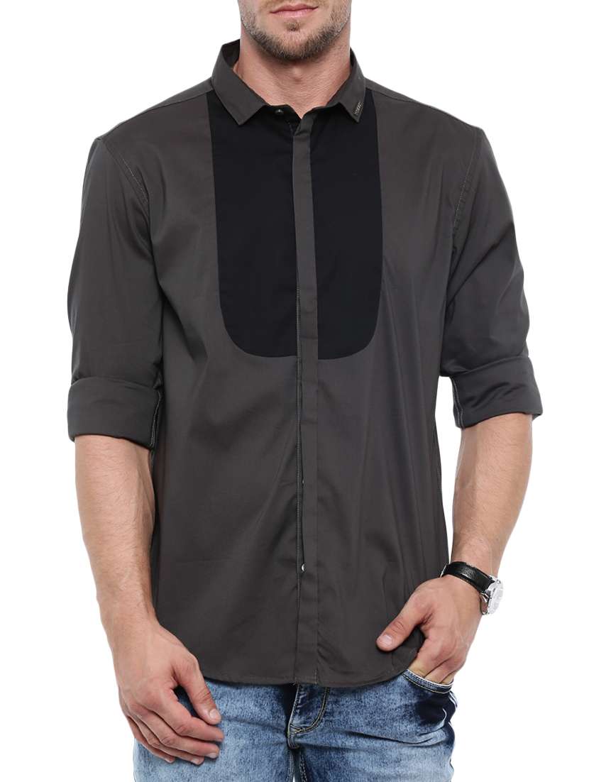 grey cotton casual shirt