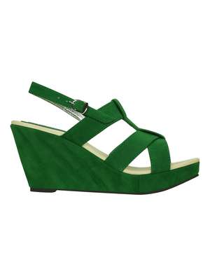 green wedge heels