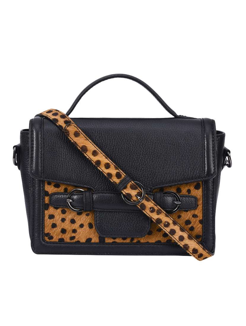 black leather sling bag