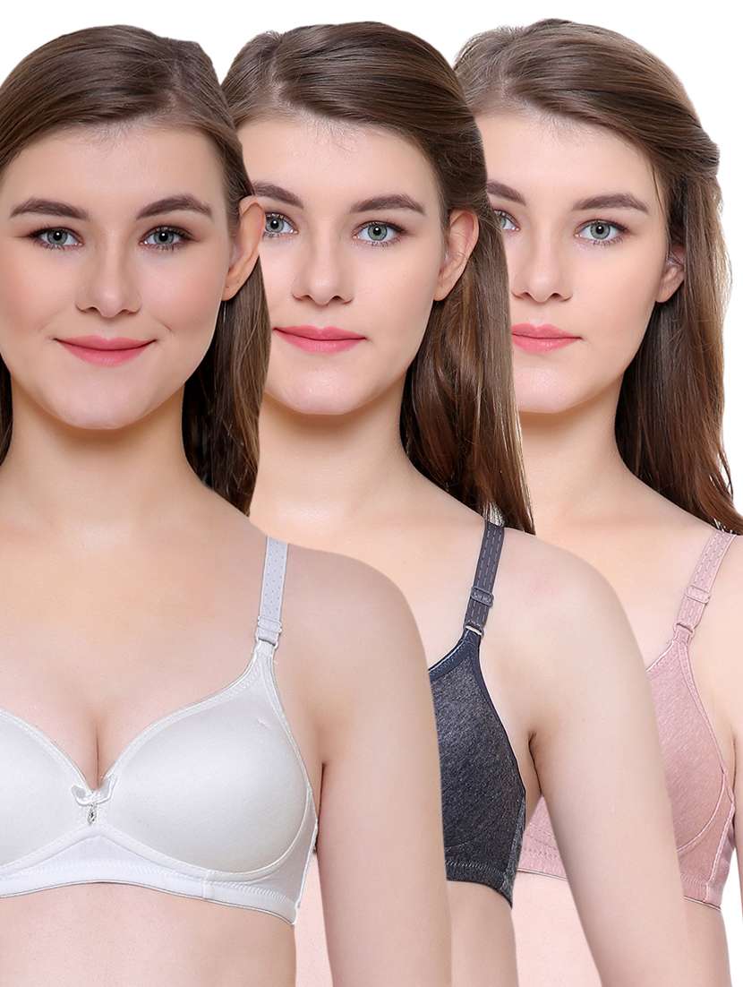 set of 3 multi colored push up bra