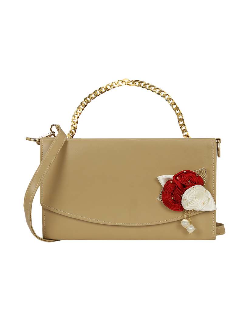 beige leatherette  sling bag