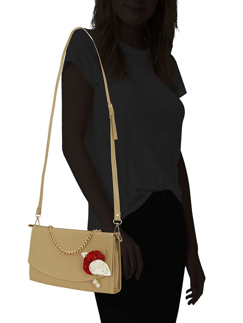 beige leatherette  sling bag - 14992713 -  Standard Image - 4
