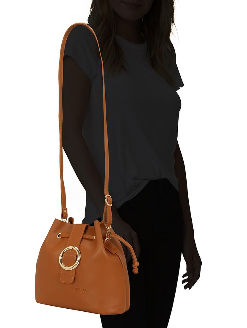 tan leatherette (pu) combo sling bag - 14992727 - Standard Image - 6