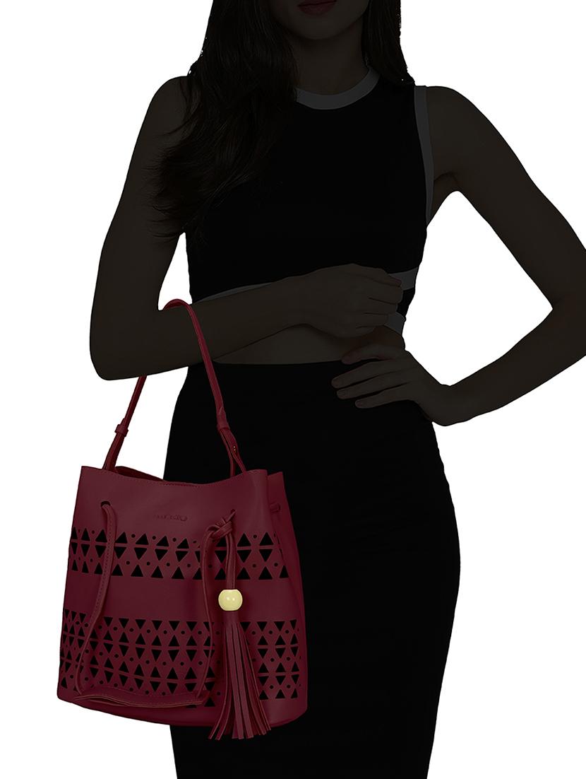 maroon leatherette combo tote - 14993115 - Standard Image - 4