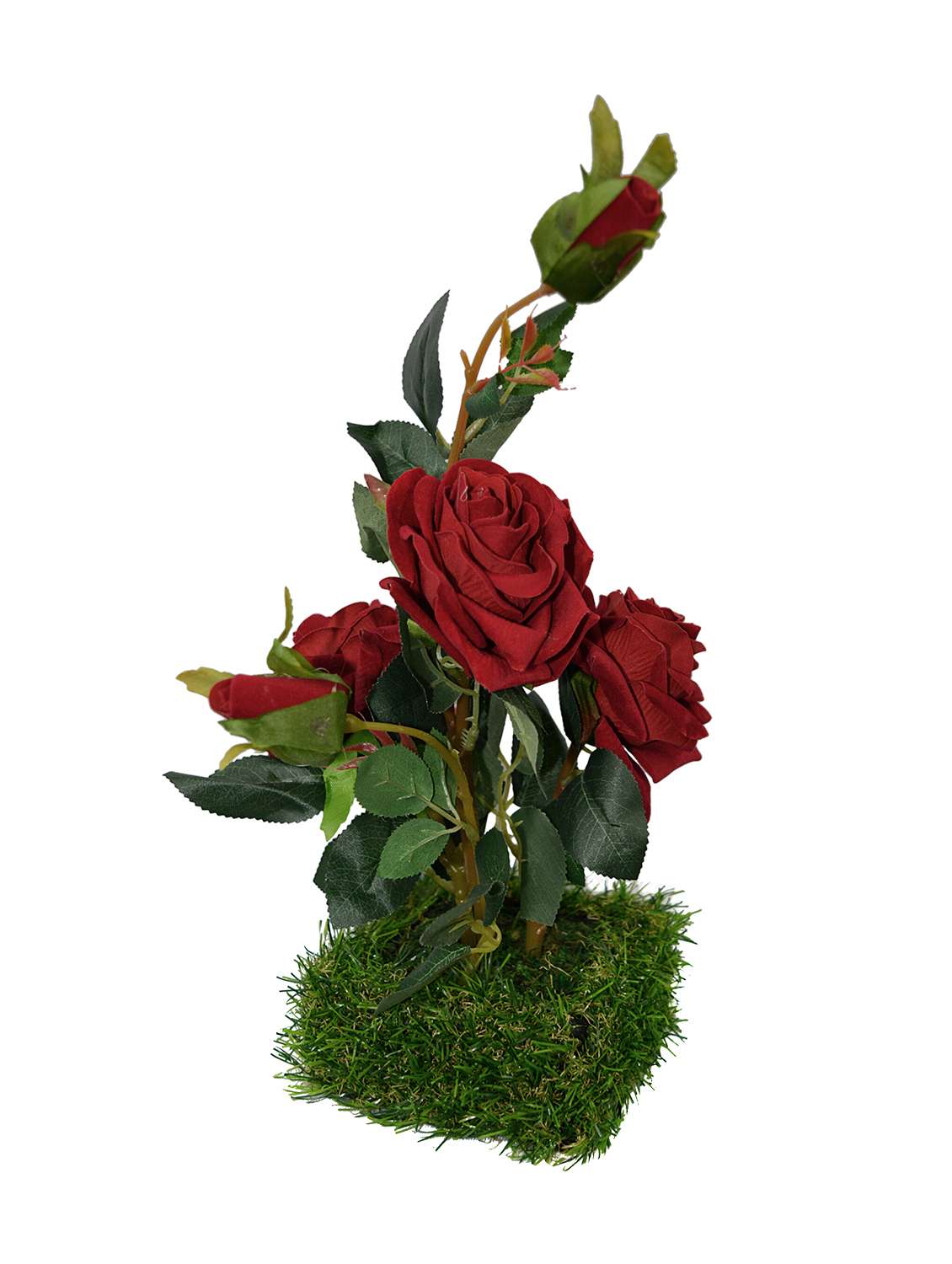 Artificial Flower Real Touch and Feel Rose (38 cm/ 15 inchs) in grass pot
