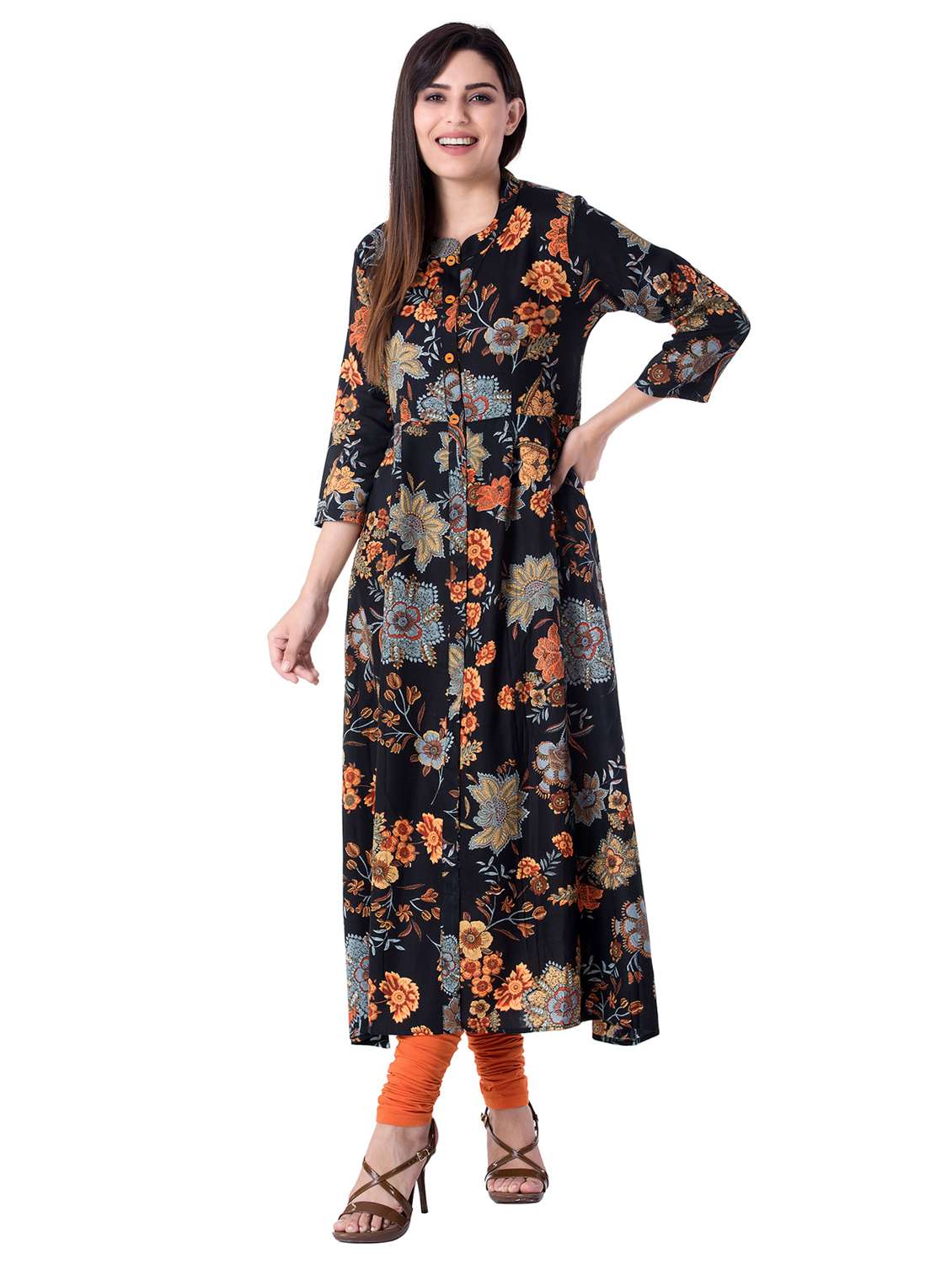 black viscose aline kurta