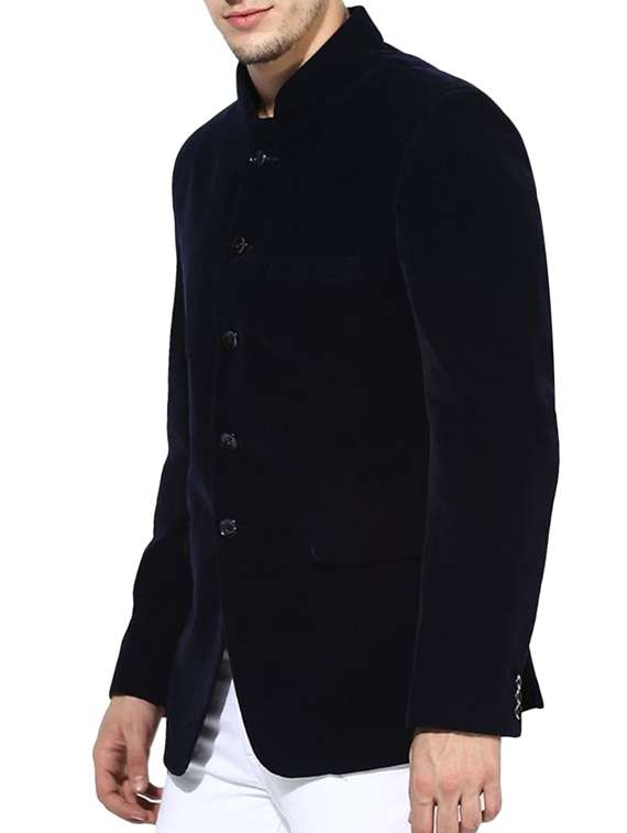 navy blue velvet casual blazer - 14994352 -  Standard Image - 1