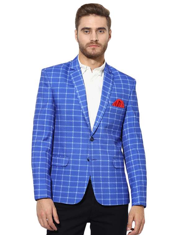 blue cotton casual blazer
